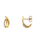 Brinco Meia Argola Orgânico em Ouro 14k com Diamantes Naturais