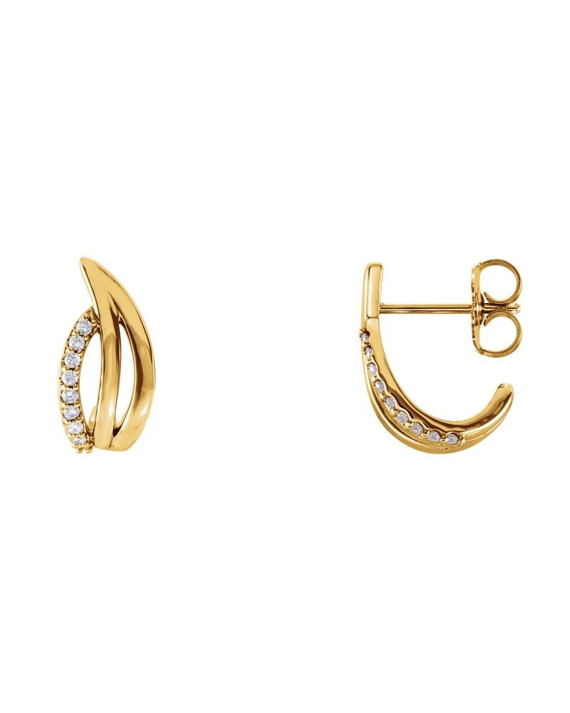 Brinco Meia Argola Orgânico em Ouro 14k com Diamantes Naturais