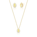 Conjunto Folheado a Ouro Brinco e Colar de Gota com Cristal e Zircônias