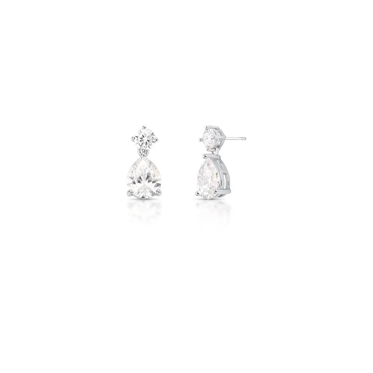 Brinco de Prata 925 Pêndulo de Gota em Pedras Moissanites