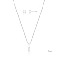 Conjunto de Prata 925 Brinco e Colar Ponto de Luz Lisa
