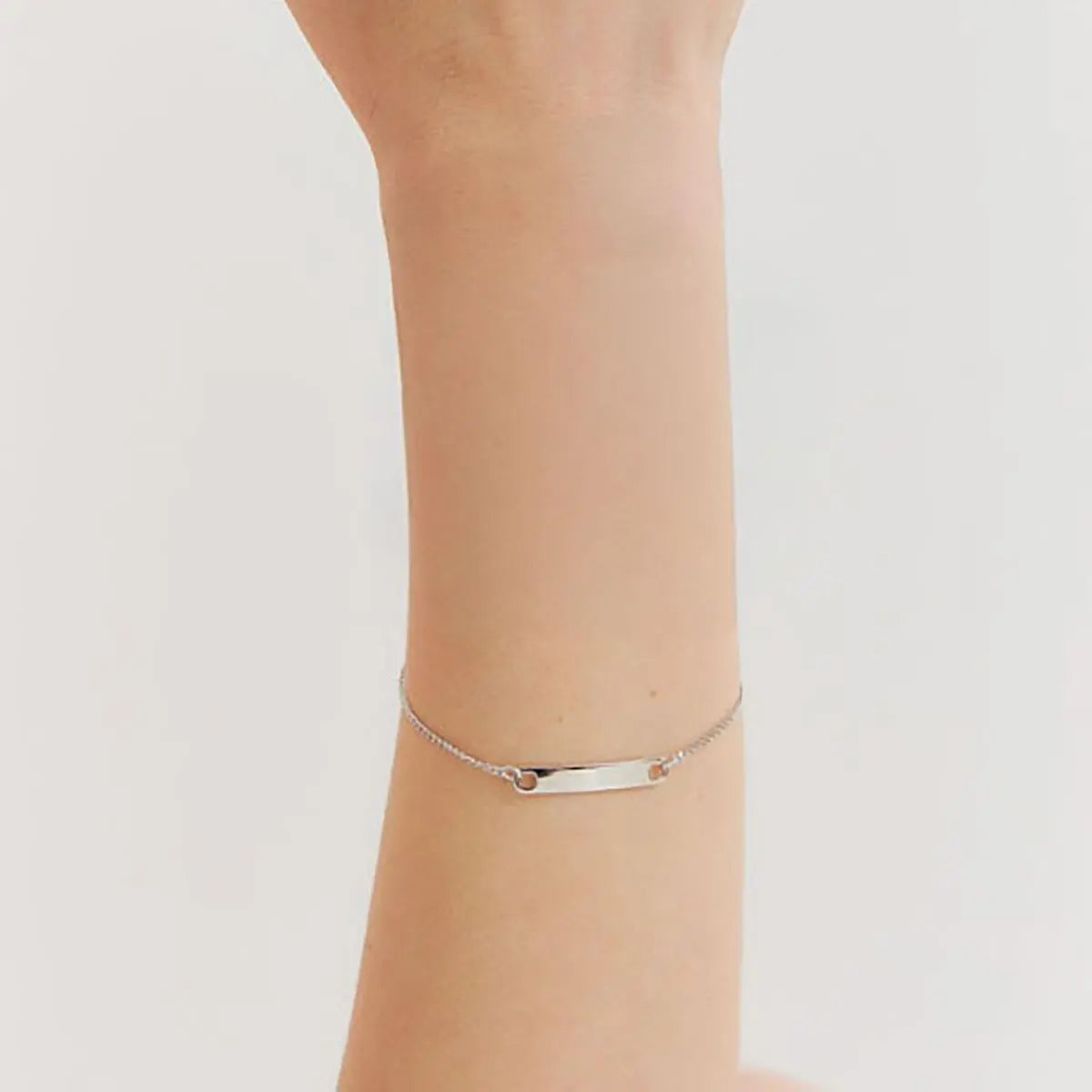 Pulseira de Prata 925 Kids com Placa Oval Lisa