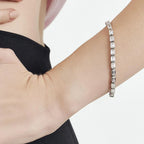 Pulseira Riviera de Prata 925 com Cristais Retangulares
