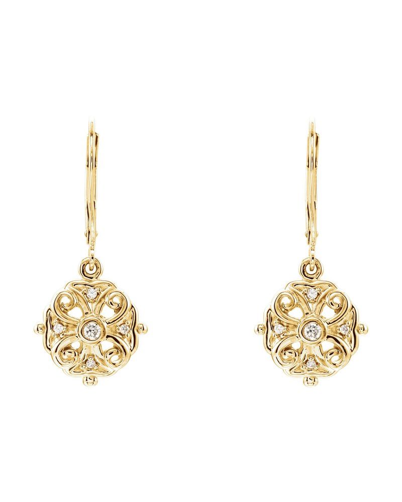 Brinco Filigrana em Ouro 14k com Diamantes Naturais – Modelo 2