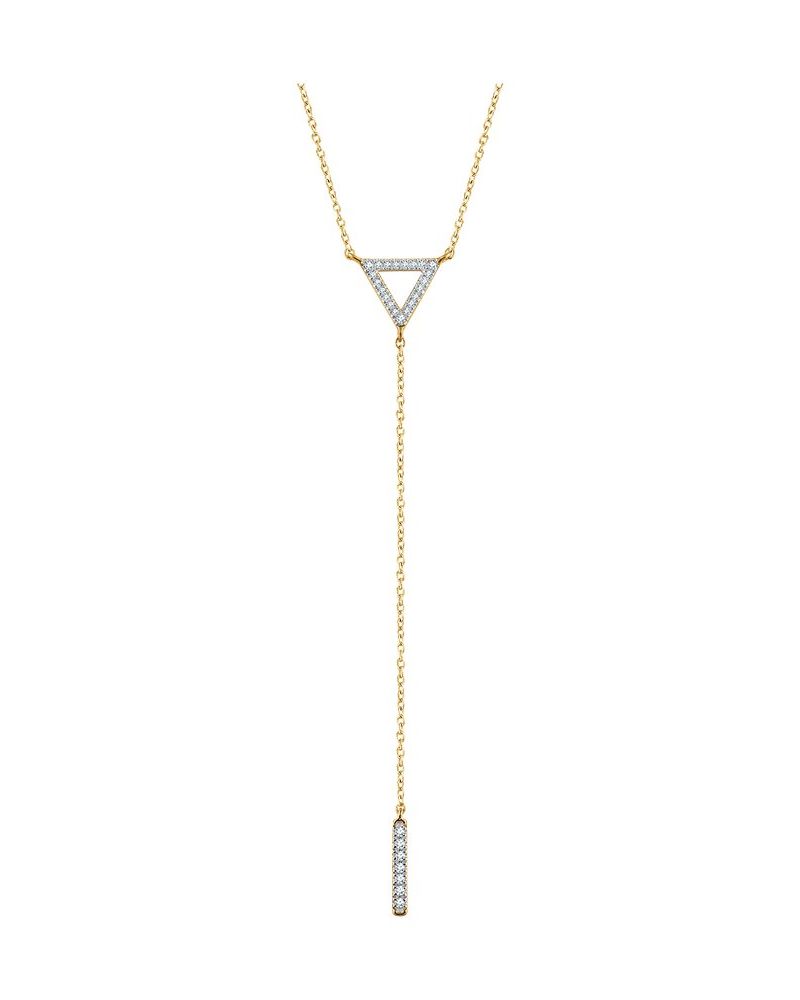 Colar Triângulo e Barra Y em Ouro 14k com Diamantes Naturais