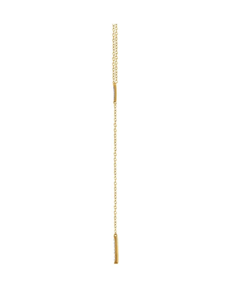 Colar Triângulo e Barra Y em Ouro 14k com Diamantes Naturais