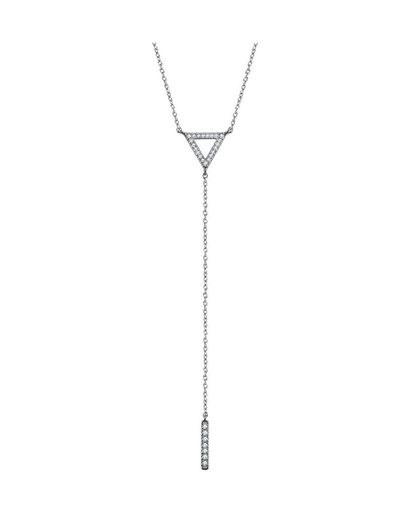 Colar Triângulo e Barra Y em Ouro 14k com Diamantes Naturais