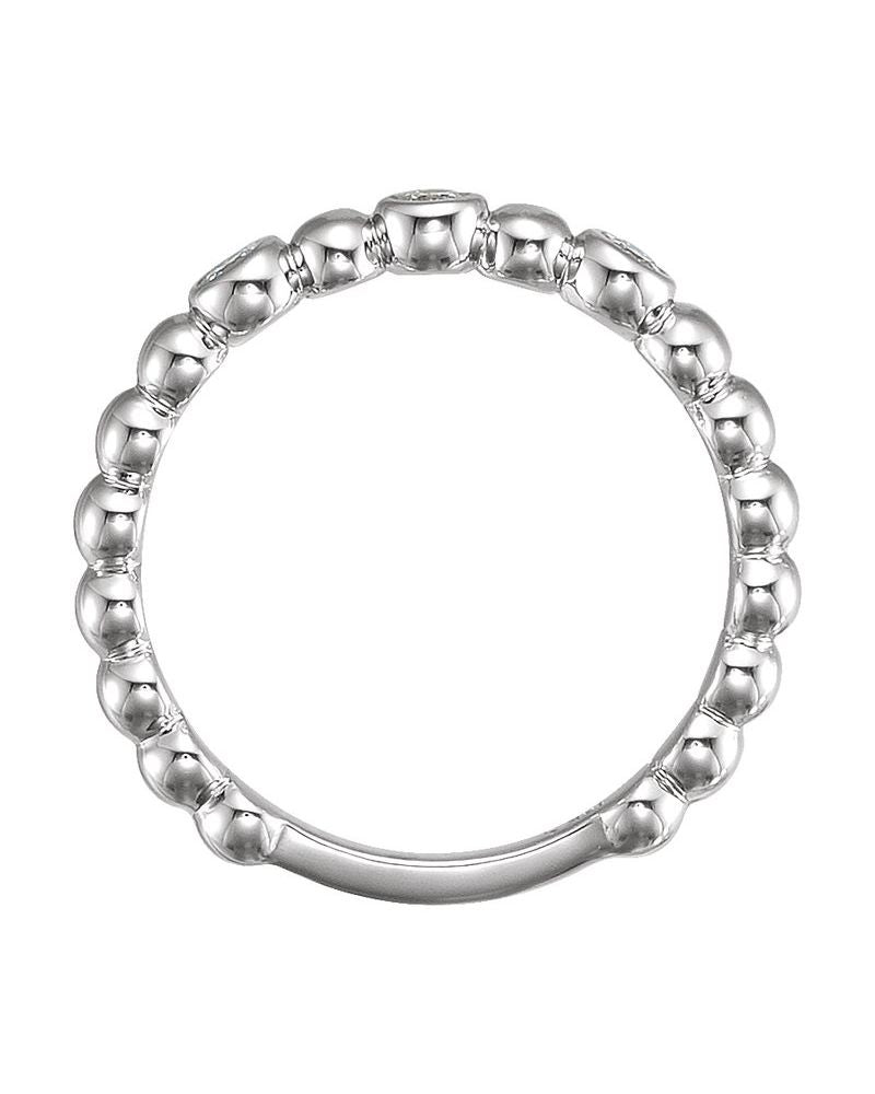 Anel Bolinhas com Cravação Bezel em Ouro 14k com Diamantes Naturais
