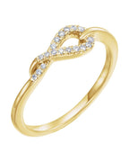 Anel Nó em Ouro 14k com Diamantes Naturais