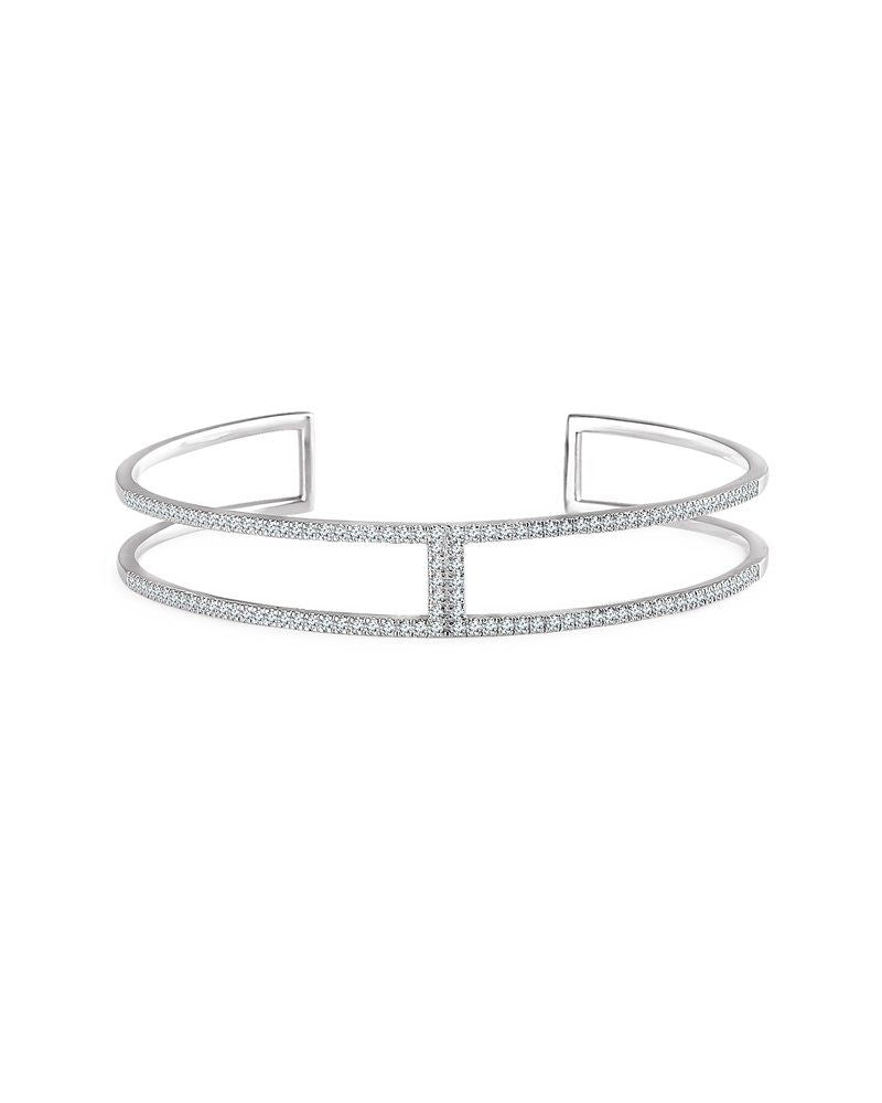 Bracelete Vazado em Ouro 14k com Diamantes Naturais