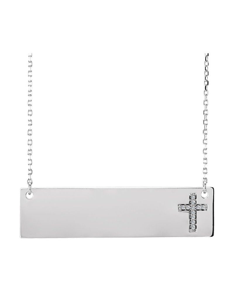 Colar Cruz para Gravação em Ouro 14k com Diamantes Naturais – Modelo 2