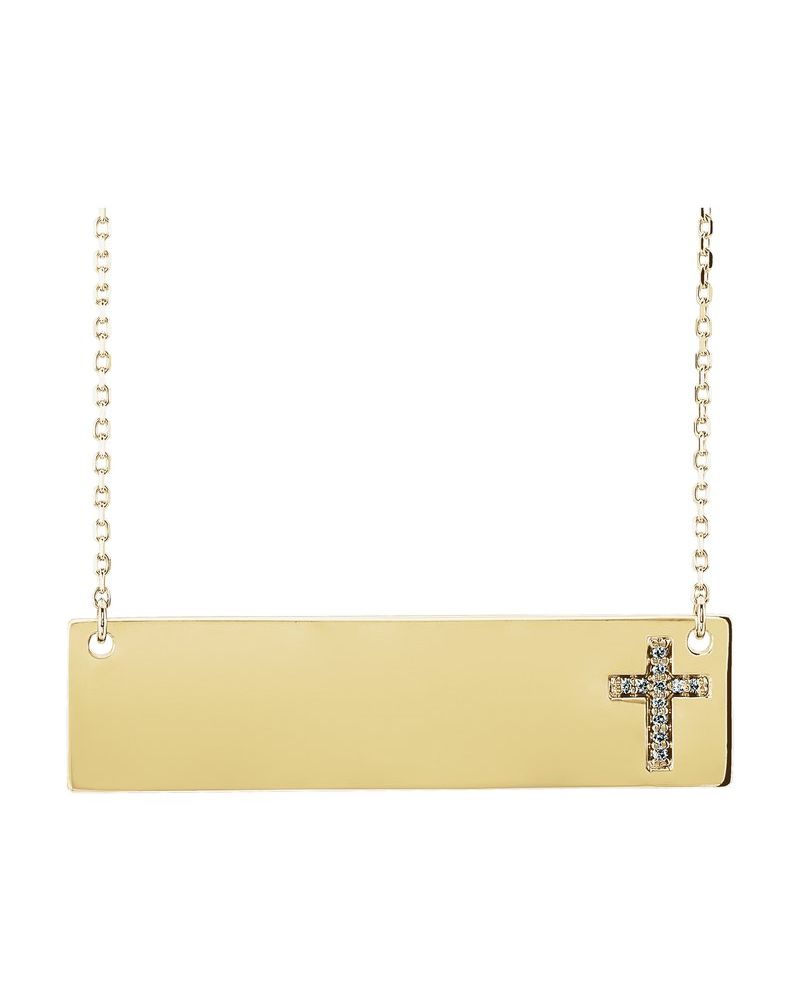 Colar Cruz para Gravação em Ouro 14k com Diamantes Naturais – Modelo 2