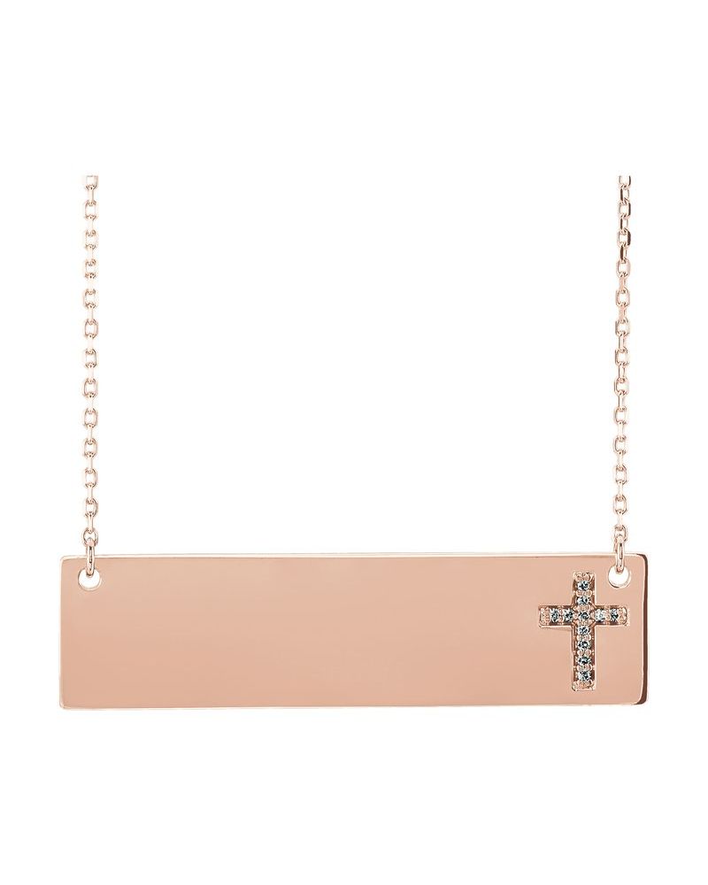 Colar Cruz para Gravação em Ouro 14k com Diamantes Naturais – Modelo 2