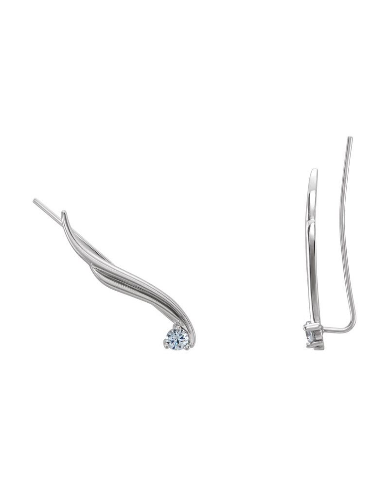 Brinco Ear Climber Ondulado em Ouro 14k com Diamantes Naturais