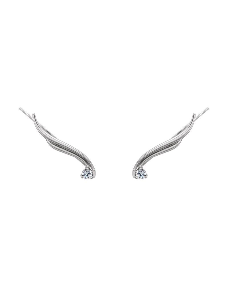 Brinco Ear Climber Ondulado em Ouro 14k com Diamantes Naturais