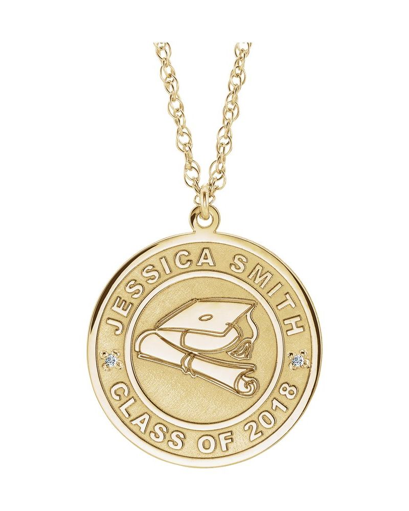 Colar Formatura para Gravação em Ouro 14k com Diamantes Naturais