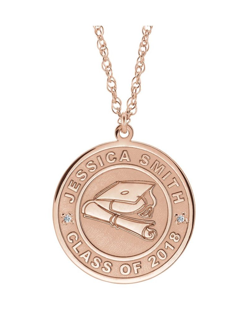 Colar Formatura para Gravação em Ouro 14k com Diamantes Naturais