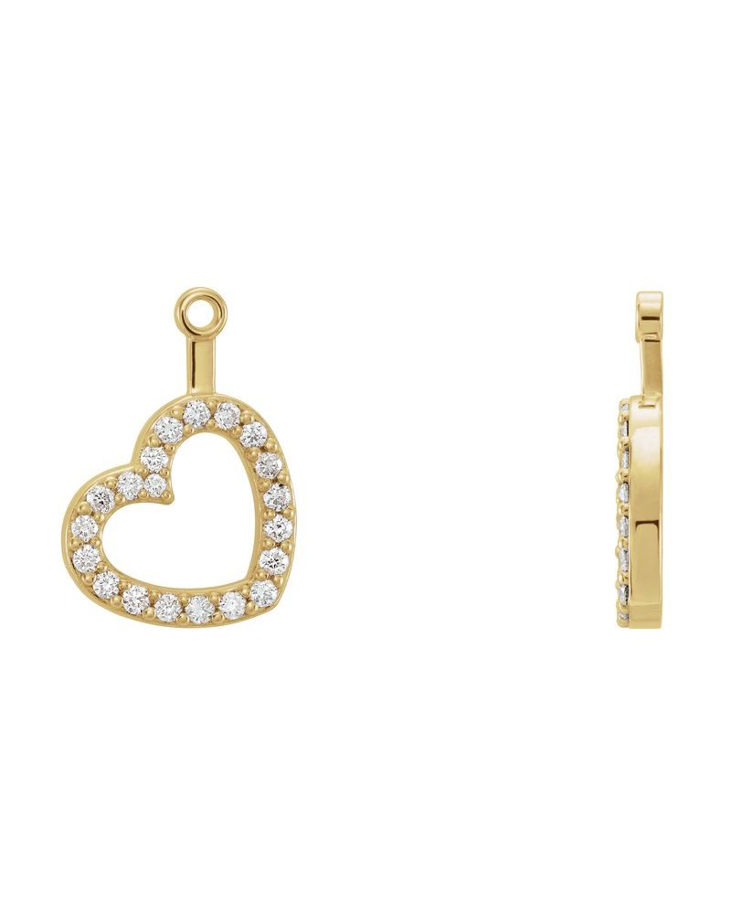 Jaqueta para Brinco Coração em Ouro 14k com Diamantes Naturais