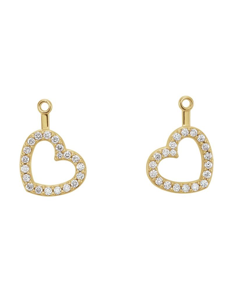 Jaqueta para Brinco Coração em Ouro 14k com Diamantes Naturais
