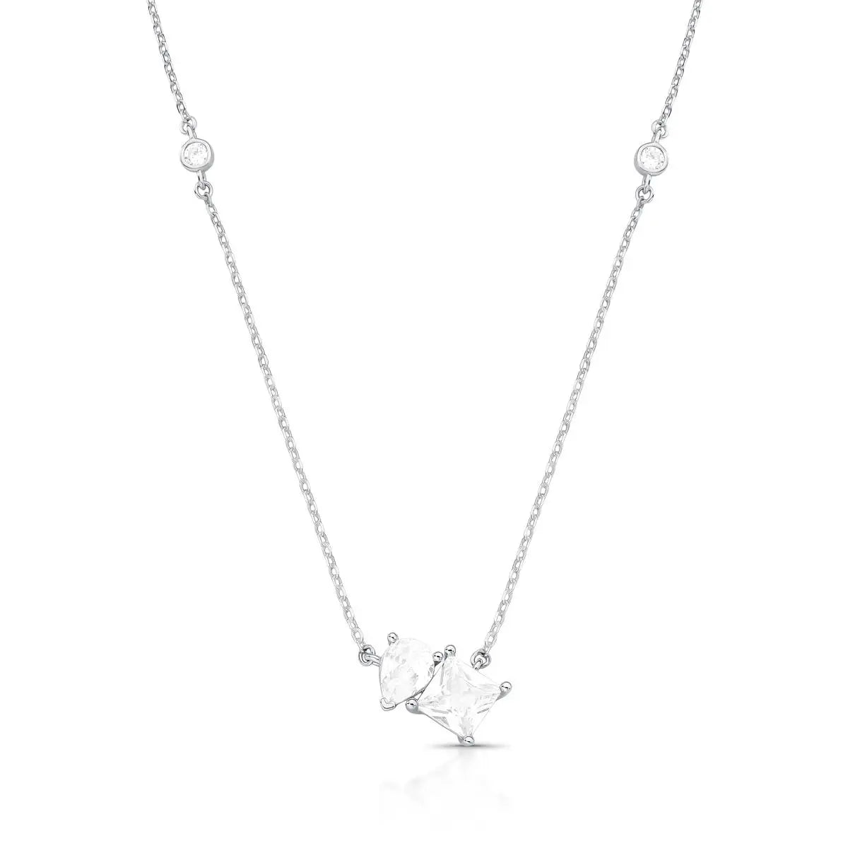 Colar de Prata 925 com Pingente de Cristais