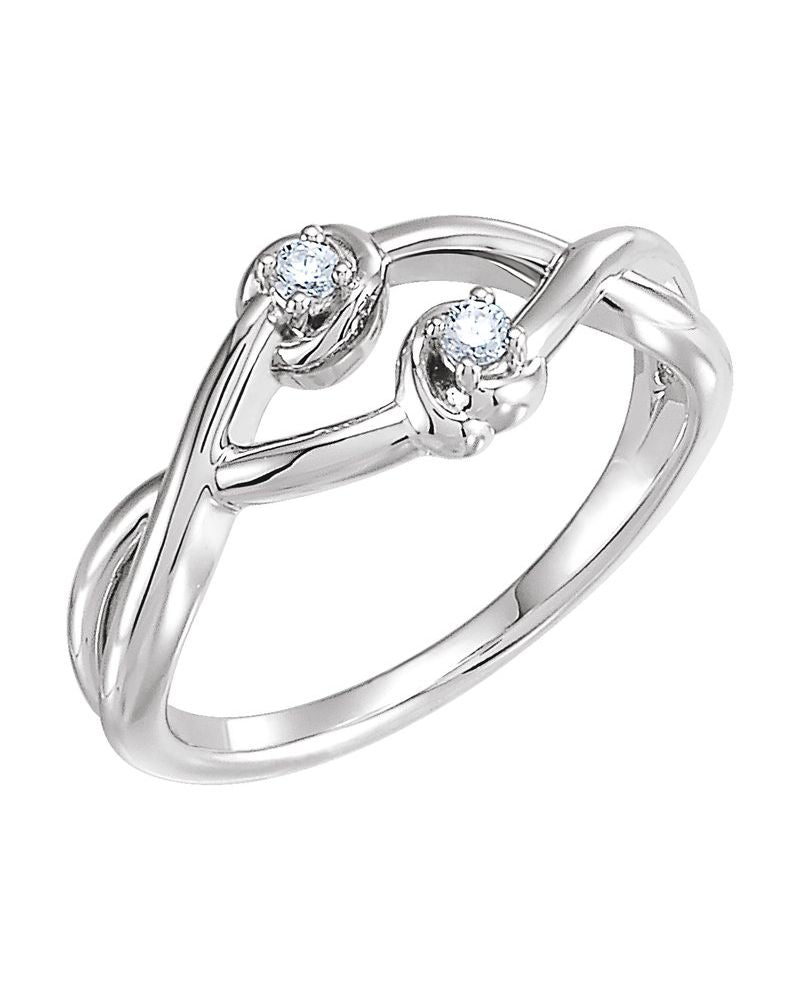 Anel Nó Duplo Cravejado em Ouro 14k com Diamantes Naturais