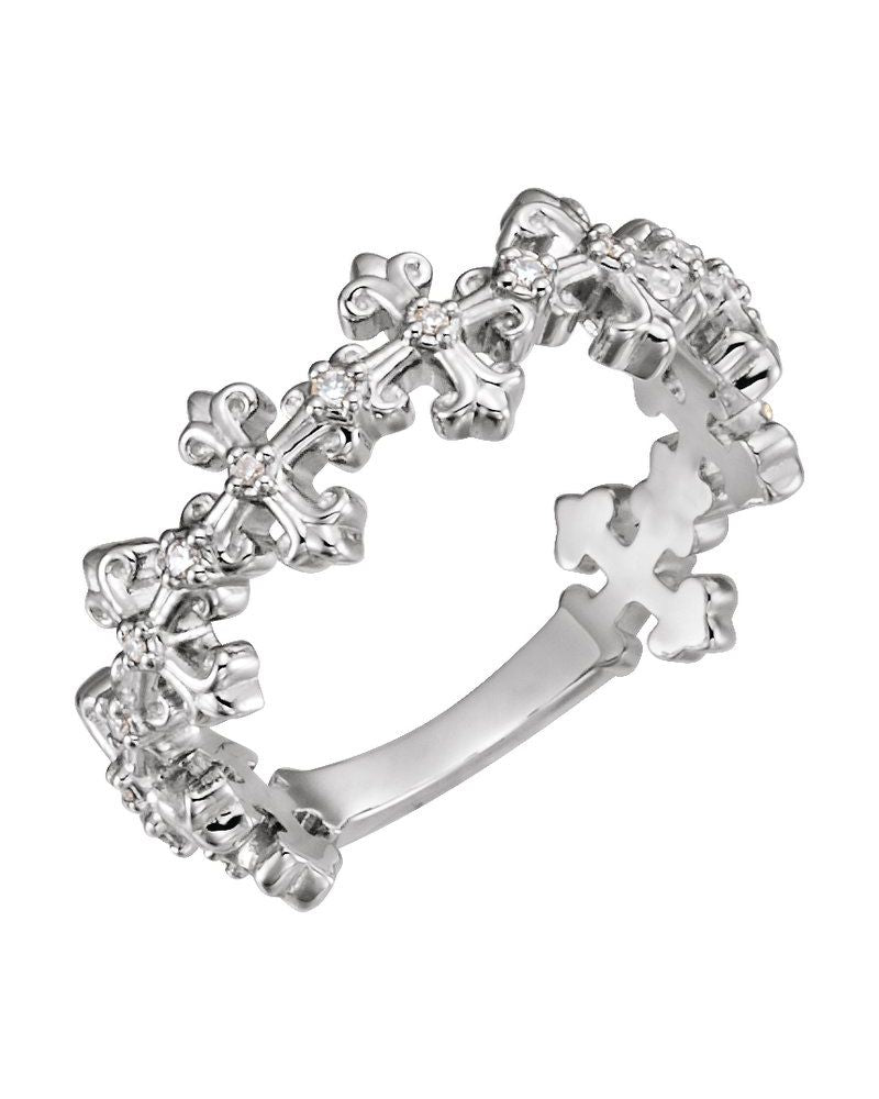 Anel Cruz em Ouro 14k com Diamantes Naturais – Modelo 3