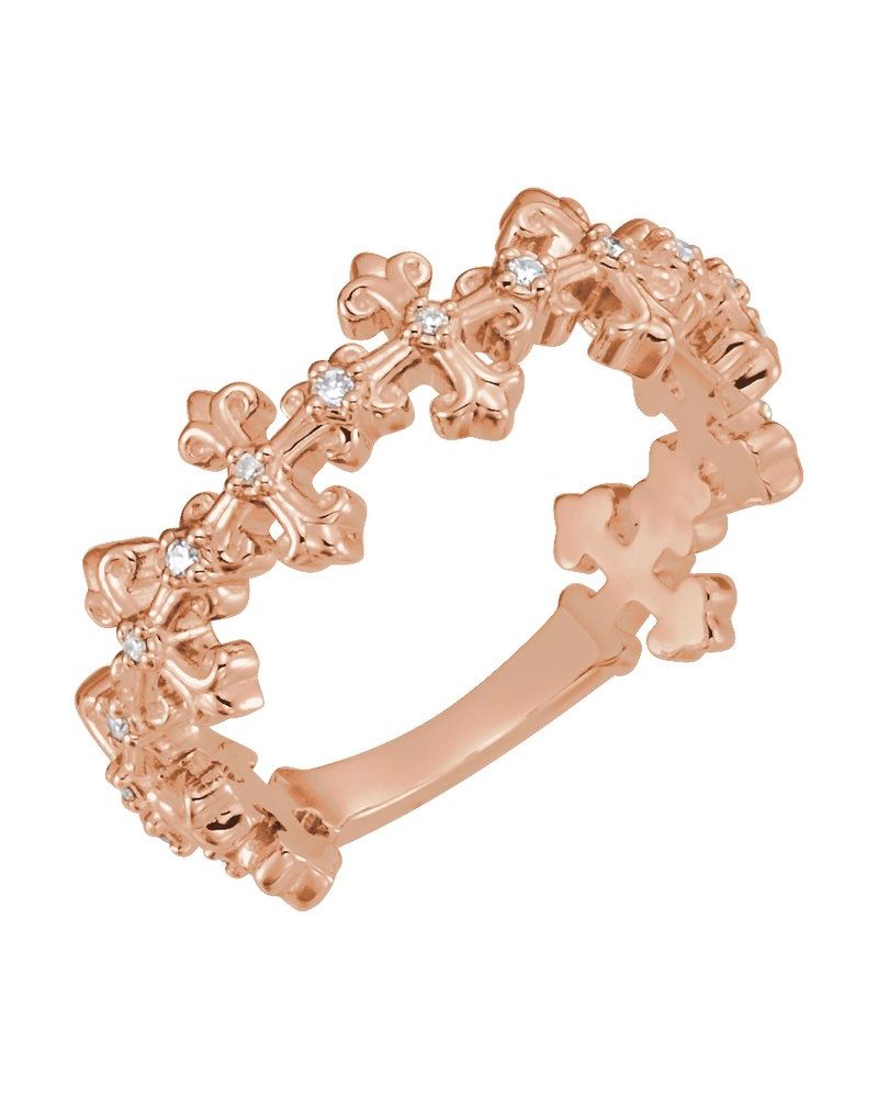 Anel Cruz em Ouro 14k com Diamantes Naturais – Modelo 3