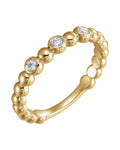 Anel Bolinhas com Cravação Bezel em Ouro 14k com Diamantes Naturais