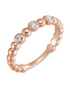 Anel Bolinhas com Cravação Bezel em Ouro 14k com Diamantes Naturais
