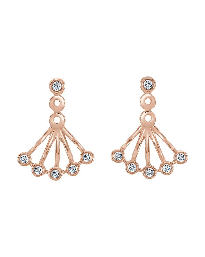 Brinco Leque com Cravação Bezel em Ouro 14k com Diamantes Naturais
