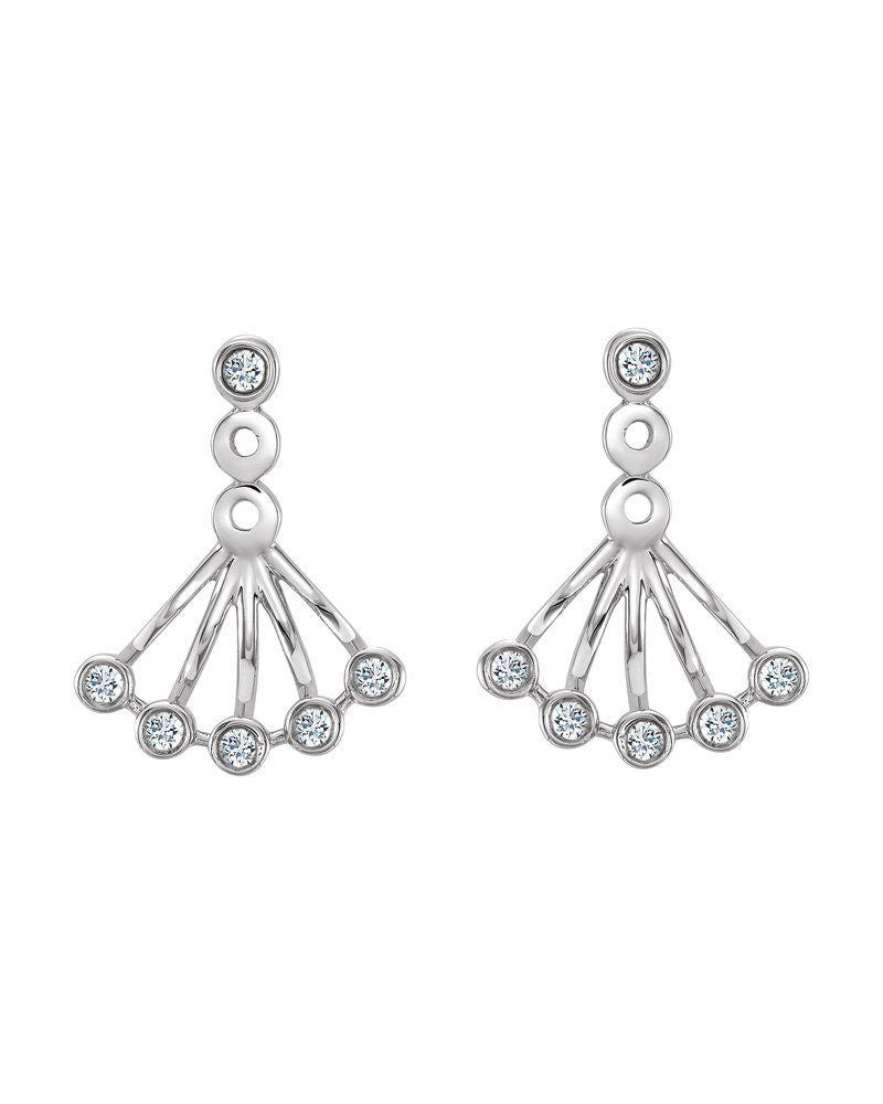 Brinco Leque com Cravação Bezel em Ouro 14k com Diamantes Naturais