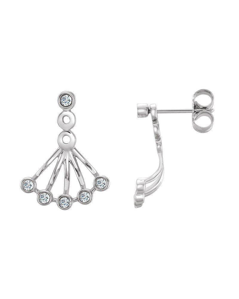 Brinco Leque com Cravação Bezel em Ouro 14k com Diamantes Naturais