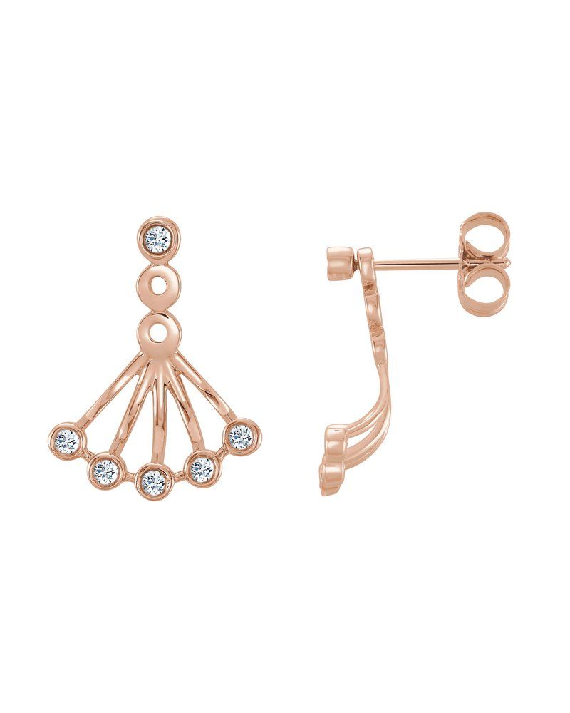 Brinco Leque com Cravação Bezel em Ouro 14k com Diamantes Naturais