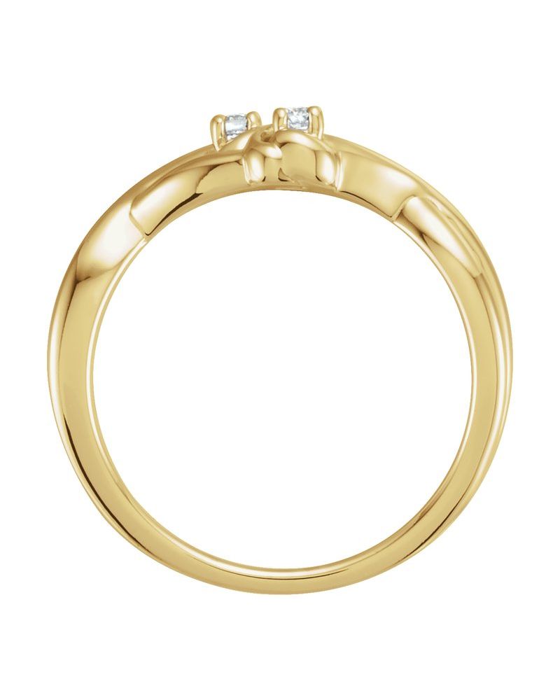 Anel Nó Duplo Cravejado em Ouro 14k com Diamantes Naturais