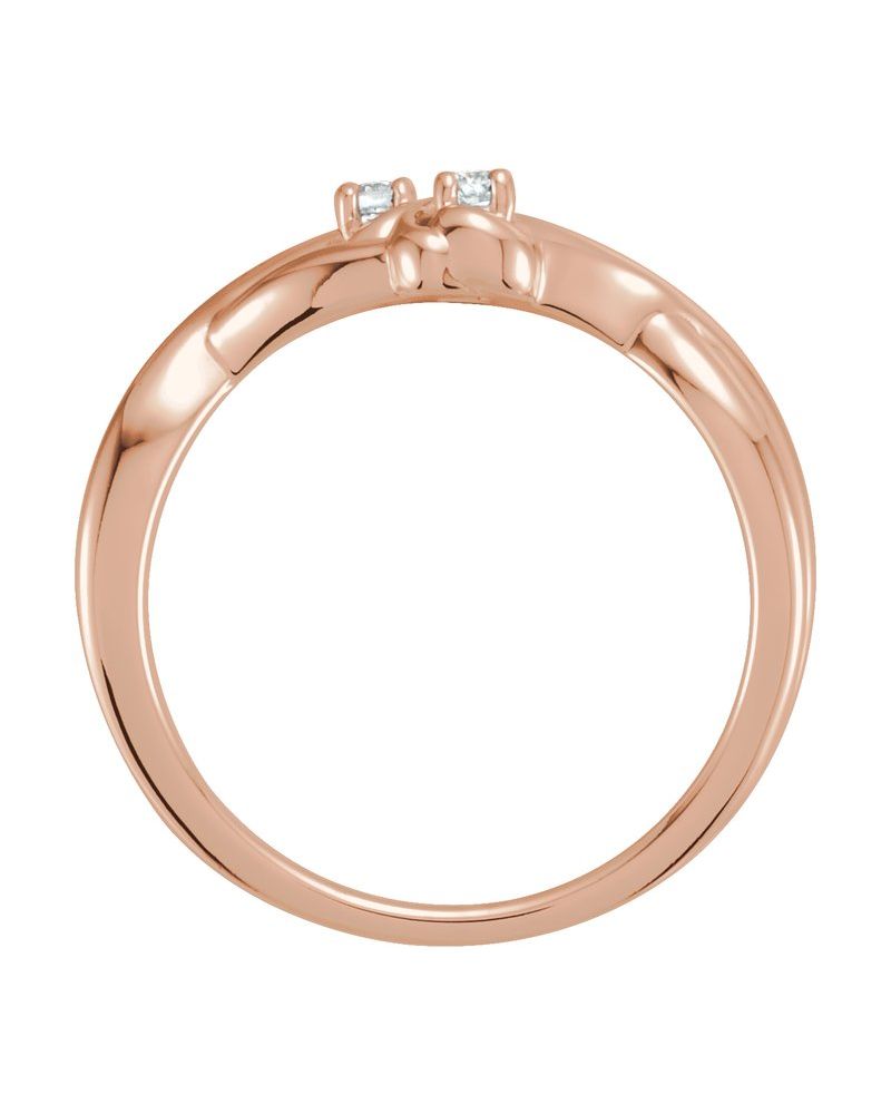 Anel Nó Duplo Cravejado em Ouro 14k com Diamantes Naturais