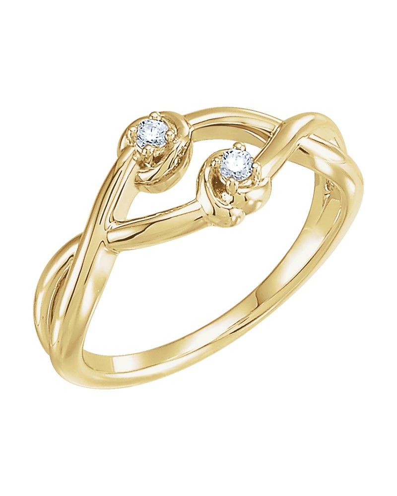 Anel Nó Duplo Cravejado em Ouro 14k com Diamantes Naturais