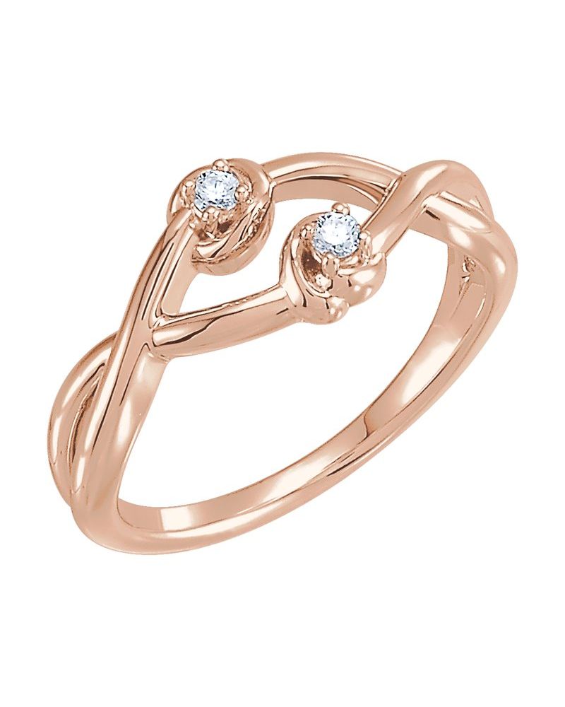 Anel Nó Duplo Cravejado em Ouro 14k com Diamantes Naturais