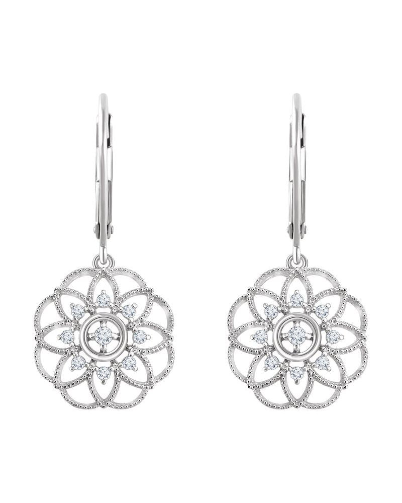 Brinco Granulado Filigrana em Ouro 14k com Diamantes Naturais – Modelo 3