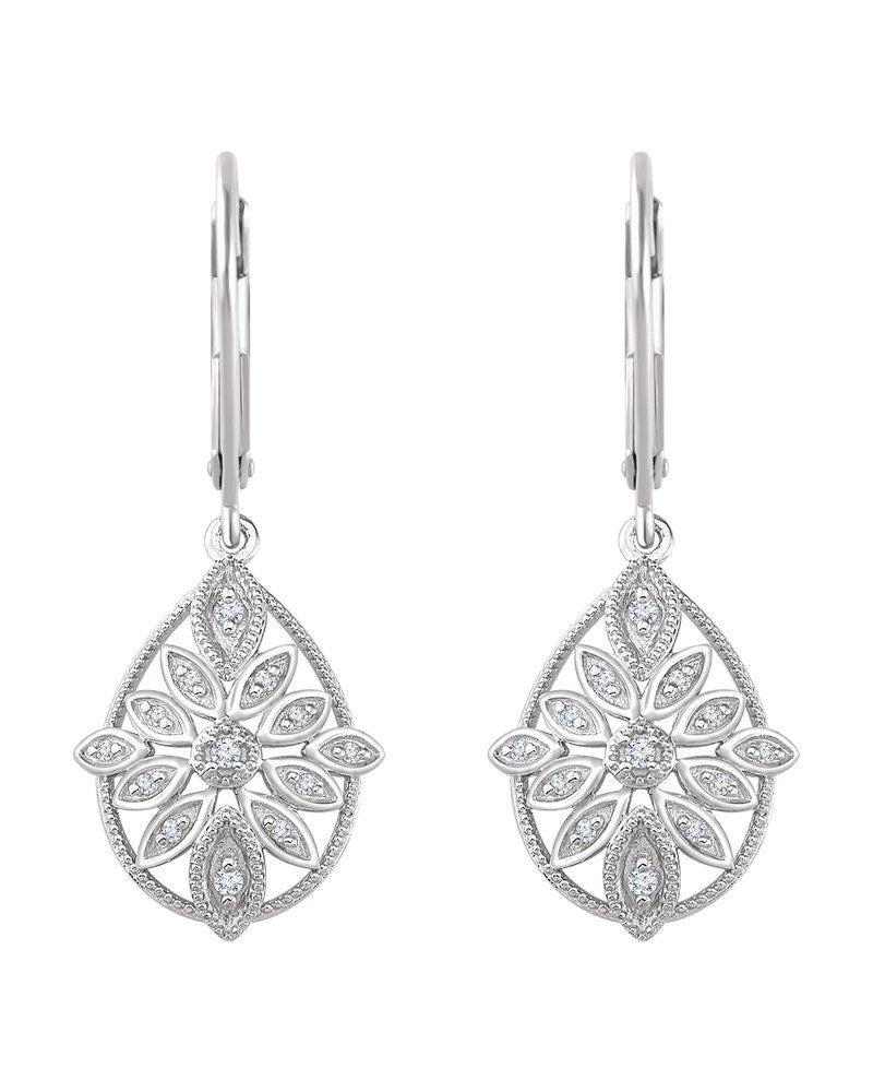 Brinco Granulado Filigrana em Ouro 14k com Diamantes Naturais – Modelo 2