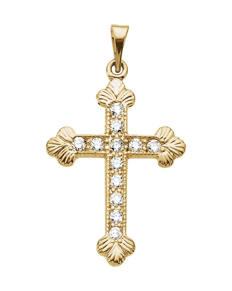Pingente Cruz Cravejado em Ouro 14k com Diamantes Naturais – Modelo 36