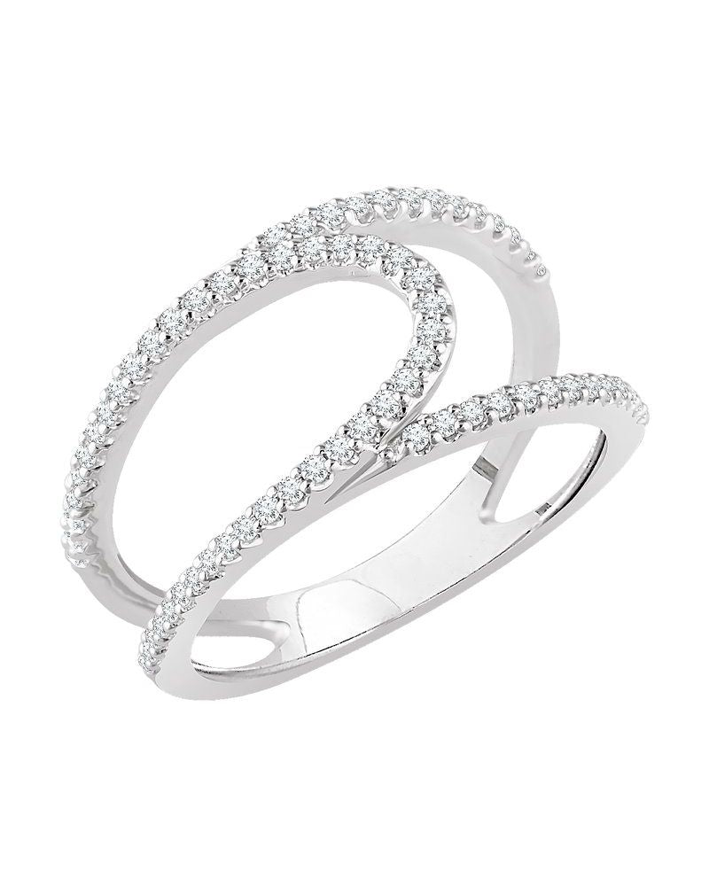 Anel Vazado Cravejado em Ouro 14k com Diamantes Naturais – Modelo 4