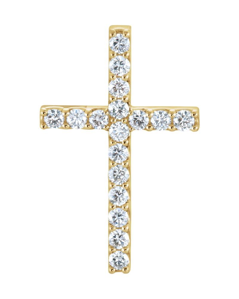 Pingente Cruz Delicado em Ouro 14k com Diamantes de Laboratório