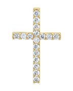 Pingente Cruz Delicado em Ouro 14k com Diamantes de Laboratório