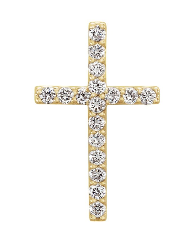 Pingente Cruz Delicado em Ouro 14k com Diamantes de Laboratório