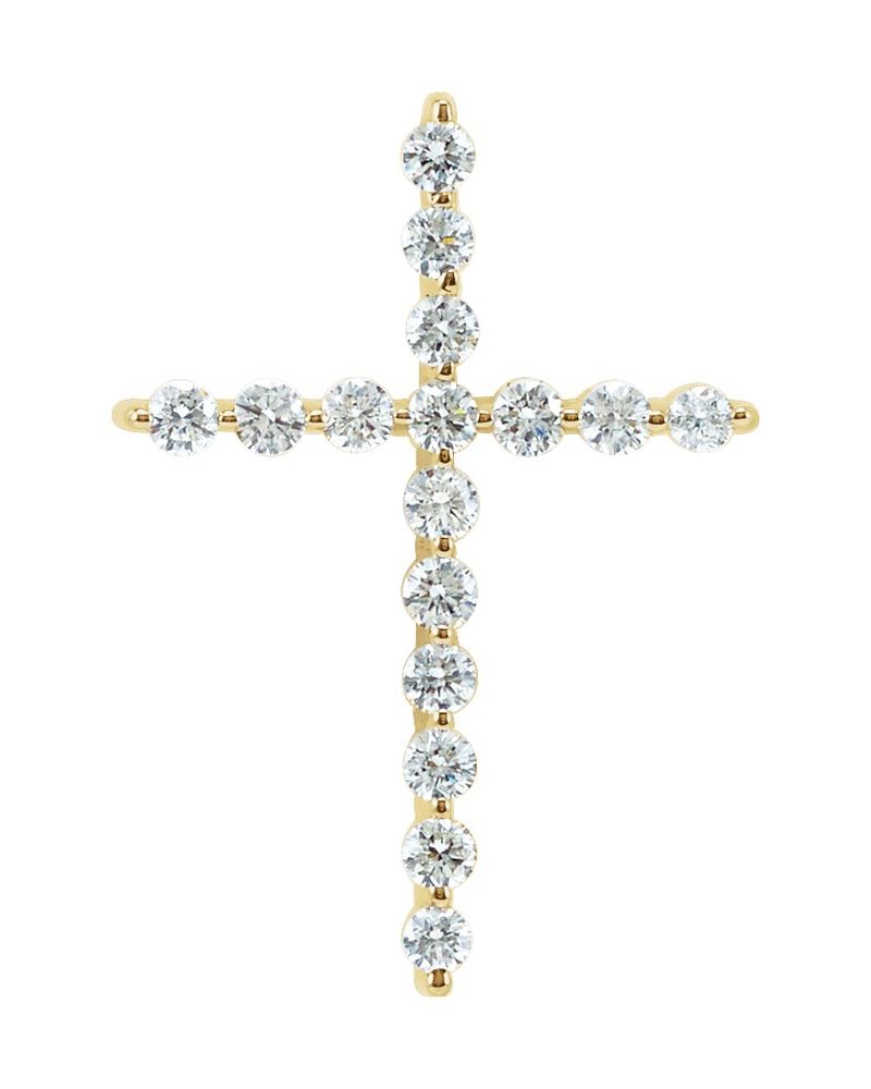 Pingente Cruz em Ouro 14k com Diamantes de Laboratório