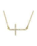 Colar Cruz Horizontal em Ouro 14k com Diamantes de Laboratório