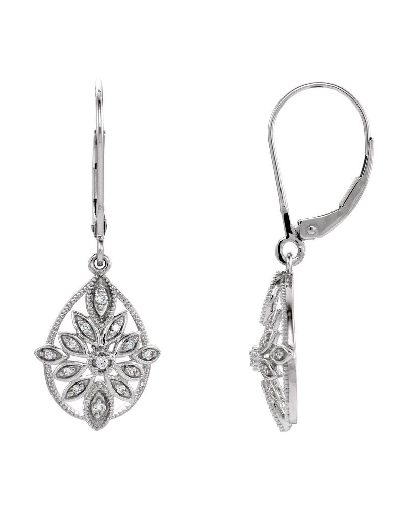 Brinco Granulado Filigrana em Ouro 14k com Diamantes Naturais – Modelo 2