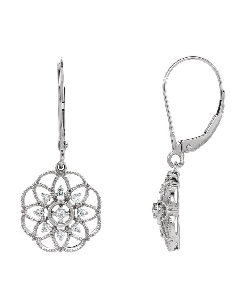 Brinco Granulado Filigrana em Ouro 14k com Diamantes Naturais – Modelo 3