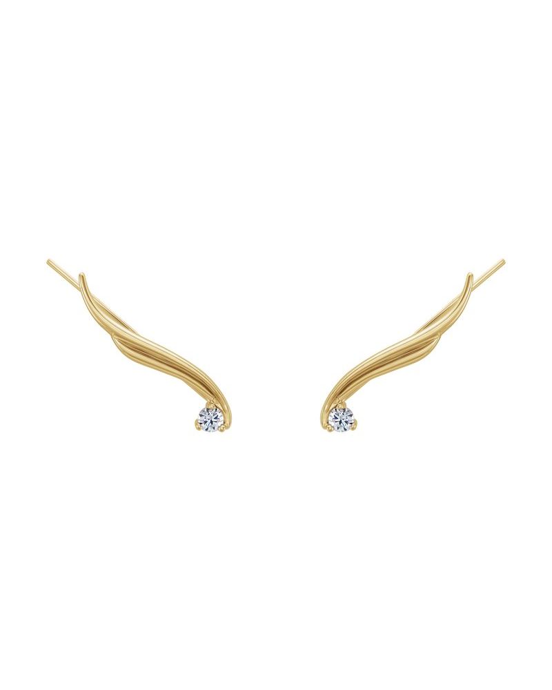 Brinco Ear Climber Ondulado em Ouro 14k com Diamantes Naturais
