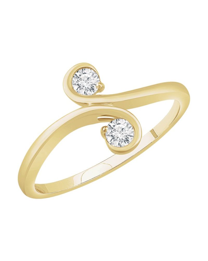 Anel Duas Pedras Bypass em Ouro 14k com Diamantes Naturais – Modelo 6
